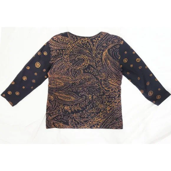 Chico's Womens African Ethnic Print Africa 3/4 Sleeve Jersey Shirt Top XS/S - Picture 6 of 8